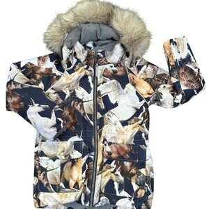 Molo Mystical Unicorn and Pegasus All Over Print Parka Jacket 9-10.